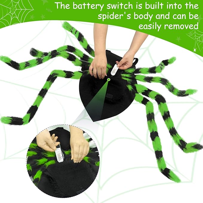 OurWarm Large Dog Halloween Costumes, Furry Funny Dog Spider Costume with 64 LED Purple Lights, Halloween Costumes for Large Dogs Pets Party Outfits Contest Clothes Cosplay Decor