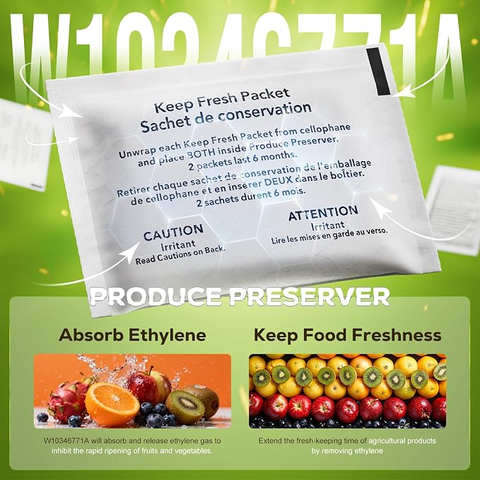 Funmit W10311524 Air Filter & W10346771A Freshflow Produce Preserver Replacement