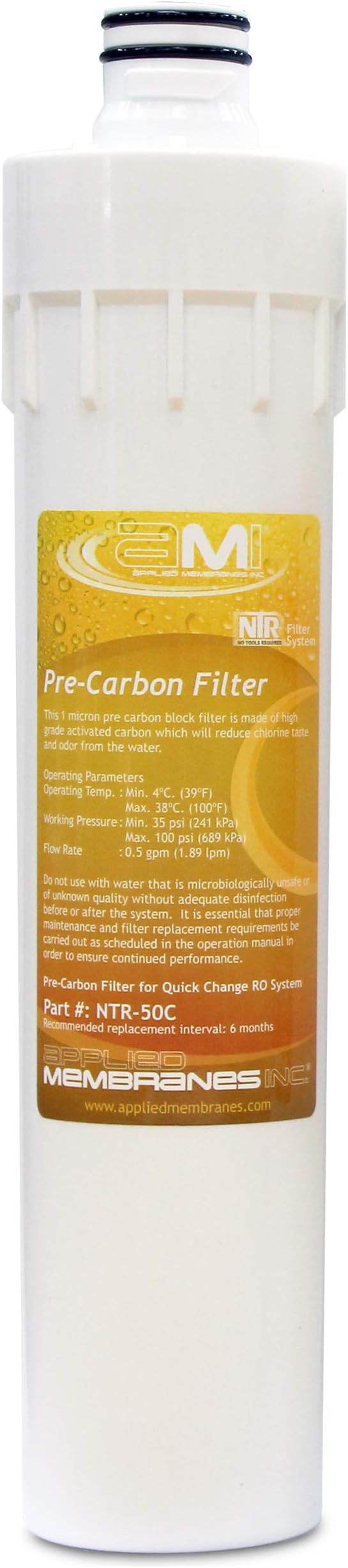 Carbon Pre-Filter for Applied Membranes NTR RO System | NTR-50C Replacement