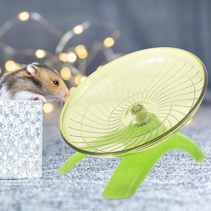 POPETPOP Hamster Exercise Wheel Super Silent: Hamster Flying Saucer Silent Hamster Wheel Guinea Pig Run Wheel for Hamsters Gerbils Mice Hedgehogs (Light Green)