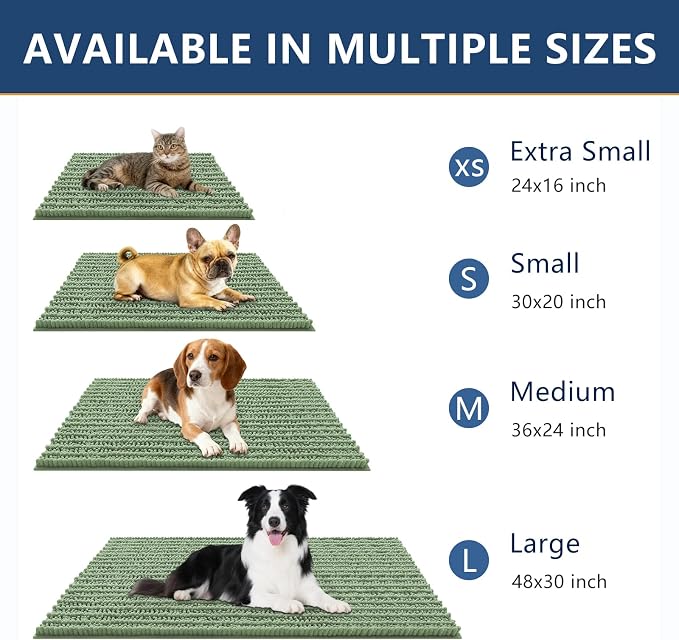 Smiry Dog Door Mat for Muddy Paws 30x20, Absorbent Dirt Trapper, Non-Slip