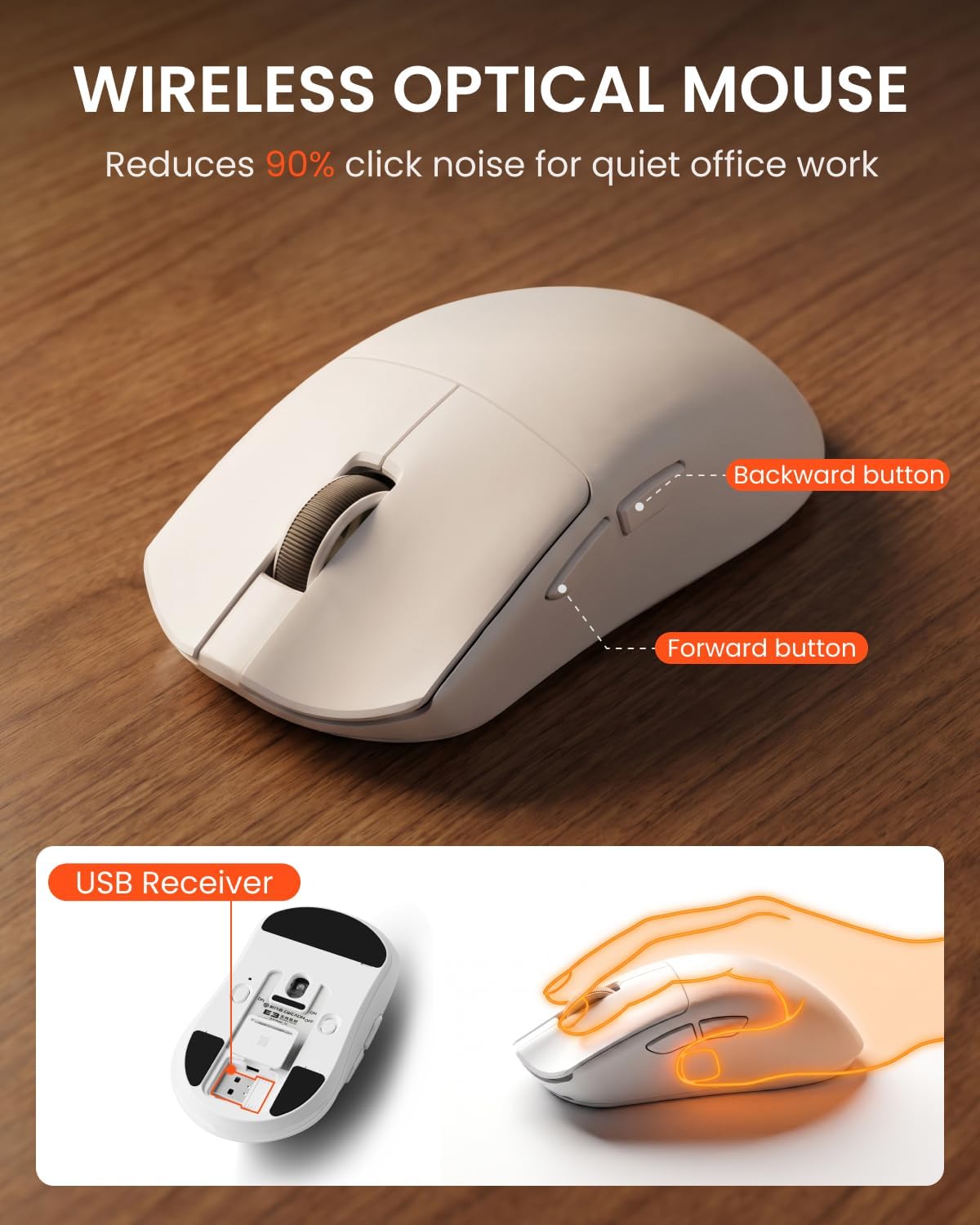 Wireless Keyboard and Mouse Combo, White Backlit, Rechargeable - White
