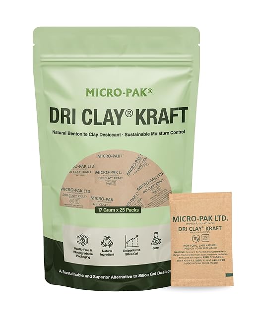 Micro-Pak Dri Clay Kraft, Highest Moisture Absorption Desiccant Packs, Silica