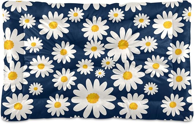 Daisy Floral Pet Bed Cute Dog Bed Mat Absorbing Non Slip Pad Pet Sleeping Mat for Small, Medium, and Large Dogs Puppy Cat 24 in x 18 in