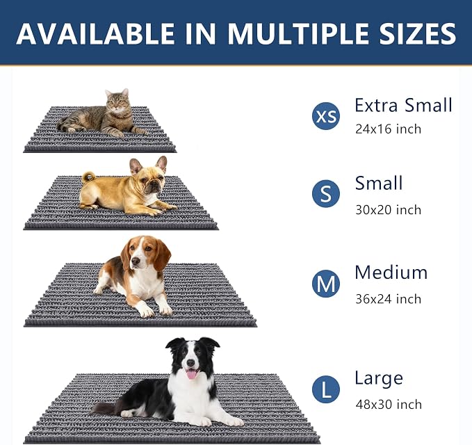 Smiry Dog Door Mat for Muddy Paws 36x24, Absorbent Dirt Trapper, Non-Slip