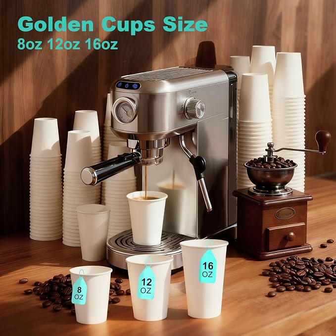 12 oz 300 Pack Disposable Coffee Cups, Bulk White Disposable Paper Cups