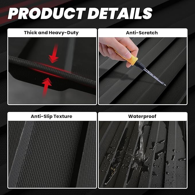 LASFIT 6FT4 Truck Bed Mat for Ram 1500 2006-2018 & Ram 2500/3500 2006-2026 & 1500 Classic 2019-2024 (6.4 FT/76.8 inches), NOT for Optional Rambox, All Weather Custom Fit TPE Truck Bed Liner