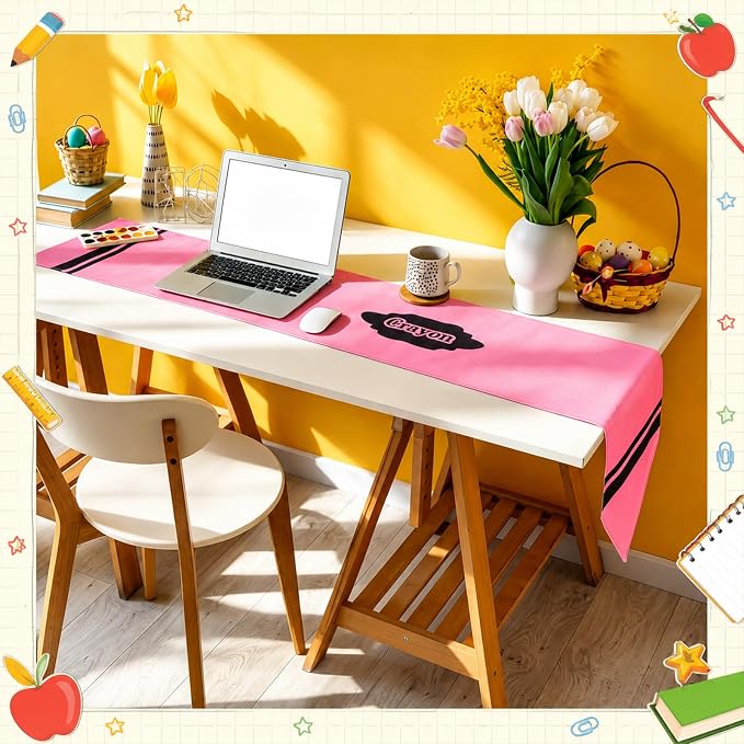 4 Pcs Crayon Table Runner 71 x 13 Inch Back to School Classroom Decorations