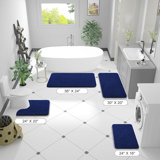 OLANLY Bathroom Runner Rugs 44x24, Extra Soft Absorbent Chenille Bath Rugs