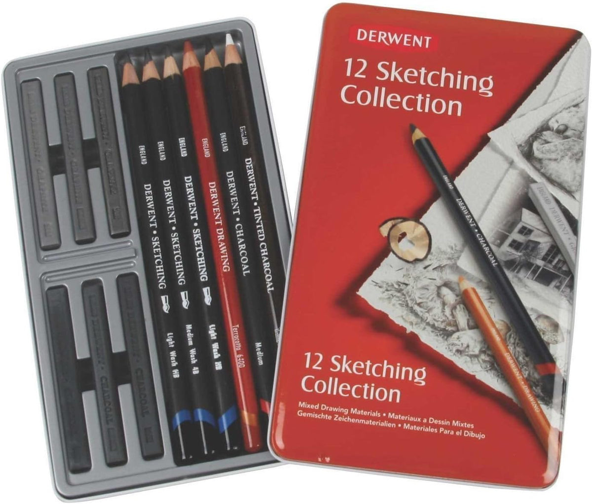 Derwent Sketching Collection, Metal Tin, 12 Count (34305)