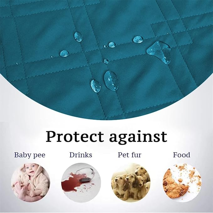 Dog Bed Cover Waterproof Microfiber Quilted Mattress Cover Pet Mat Silicon Non Slip 9 Size Furniture Protectors for Bed Sofa Couch (208 x 218 cm/82 x 86 in,Deep Blue)