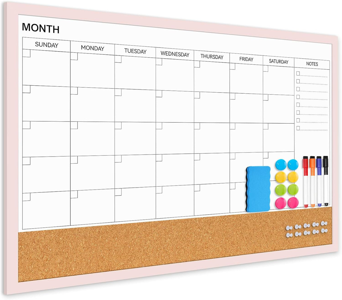 Dry Erase Calendar Whiteboard for Wall, 36'' x 24'' White Board Calendar