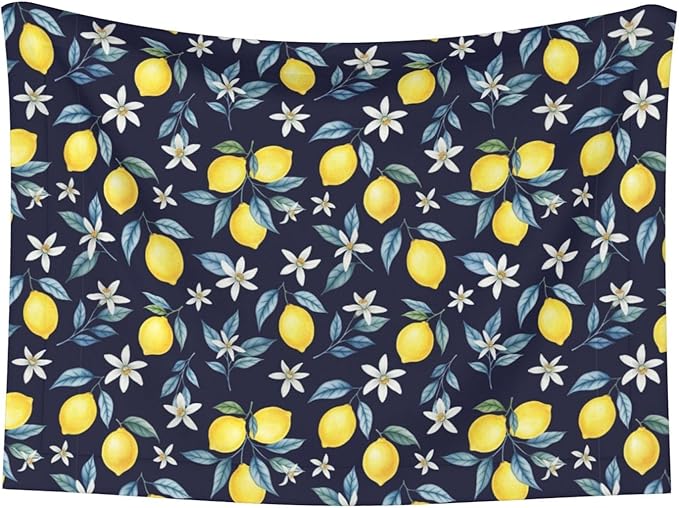 Two Sided Pet Cuddler Blanket for Anxiety Calming, Citrus Fruit Flower Lemon Green, Reversible Plush Design with Bubble Dot Pattern Provides Familiar Surface Anywhere