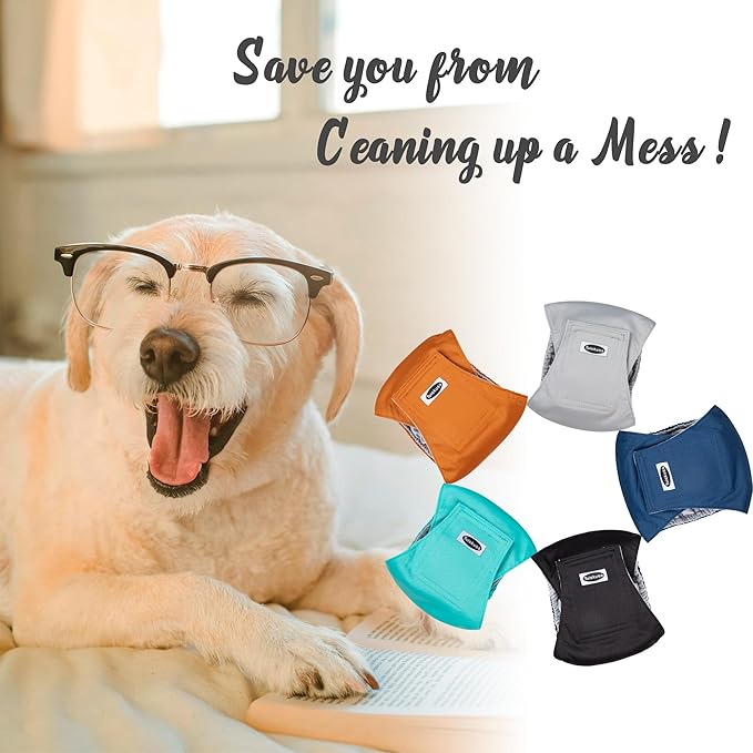 Male Dog Diapers, High Absorbing Dog Belly Bands for Male Dogs, Washable Reusable Dog Male Wraps(5 Pack) (X-Small, Solid Color 5-Pack)