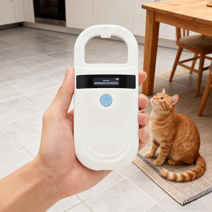 Pet Microchip Scanner, Handheld Reader with OLED Screen, Emid Fdx-B Compatible, 0-5.9 in Reading, Ideal for Pet Id Tracking