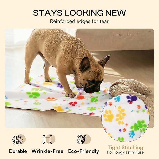 LINENLUX Cute Dog Blanket for Small Medium Dogs 6-Pack Soft Stretchy Fleece Blankets for Pet Cat Puppy Warm Wrinkle-Resistant Throw for Couch Bed Outdoor Mix 45x31 inch (Pack of 6)