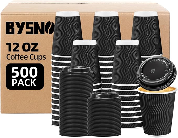 BYSNOW 500 Pack 12 oz Coffee Cups
