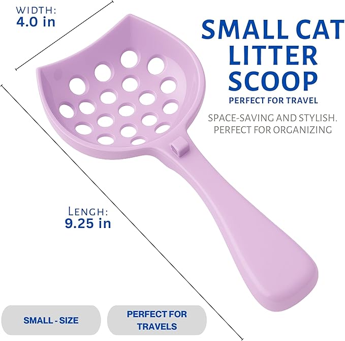 cat Litter Scooper with Holder: Easy-to-Clean cat Scooper for Litter Box; Ergonomic Handle Design for Pooper Scooper cat; Compatible with Clumping and Pellet Litter Scoop. (Lilac)