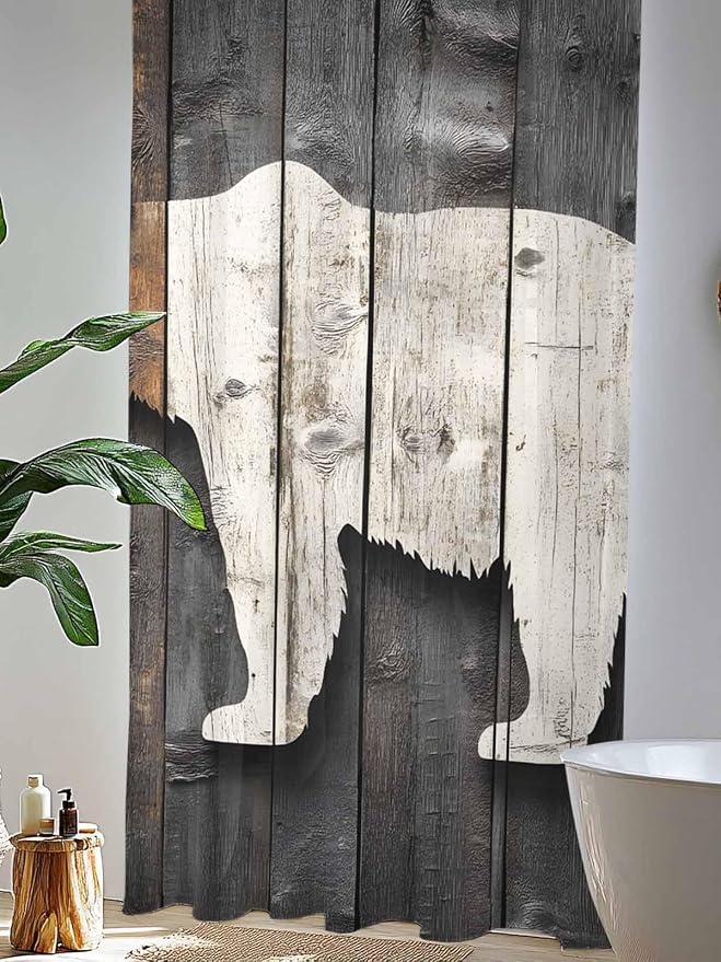 Sheer Curtains 96 Inches Long, Vintage White Brown Bear Semi Sheer Curtains