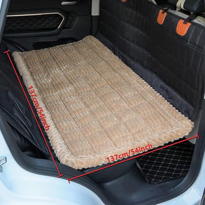 Washable Large Dog Bed for Cars, Dog Car Seat Cover for Backseat, Anti-Slip Pet Sleeping Mat, Car Seat Protector, Travel Pet Pad for Trucks and SUV (Brown, 24.8" x 54")