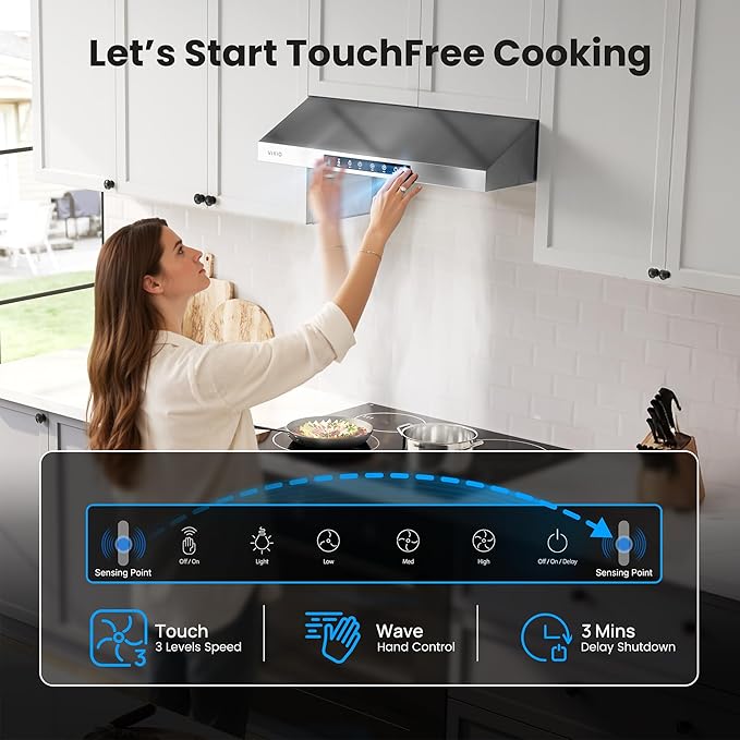 30 Inch Under Cabinet Range Hood, 900CFM Fast Venting Ducted, Kitchen Hood