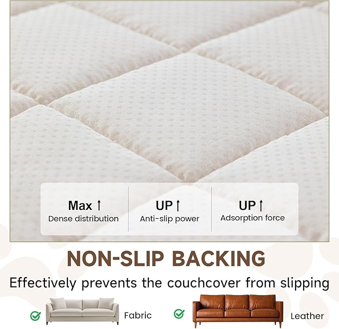 OTOB Couch Covers for 3 Cushion Sofa Pet Friendly Washable, All Seasons Non Slip Plush Fuzzy Sofa Covers, Geometric Jacquard Soft Cozy Dog Bed Mat Sofa Slipcovers Protector (White, 27.6" x 82.7")