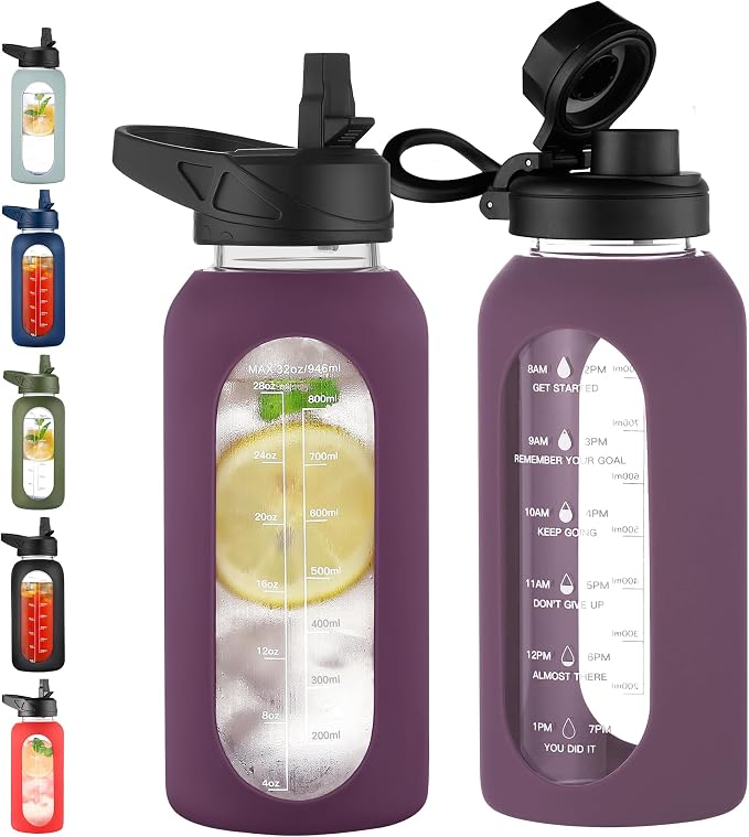 CIVAGO 32 oz Glass Water Bottle