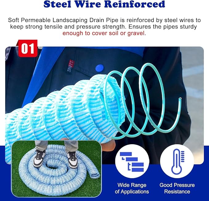 French Drain Pipe for Lawn, L 90ft)