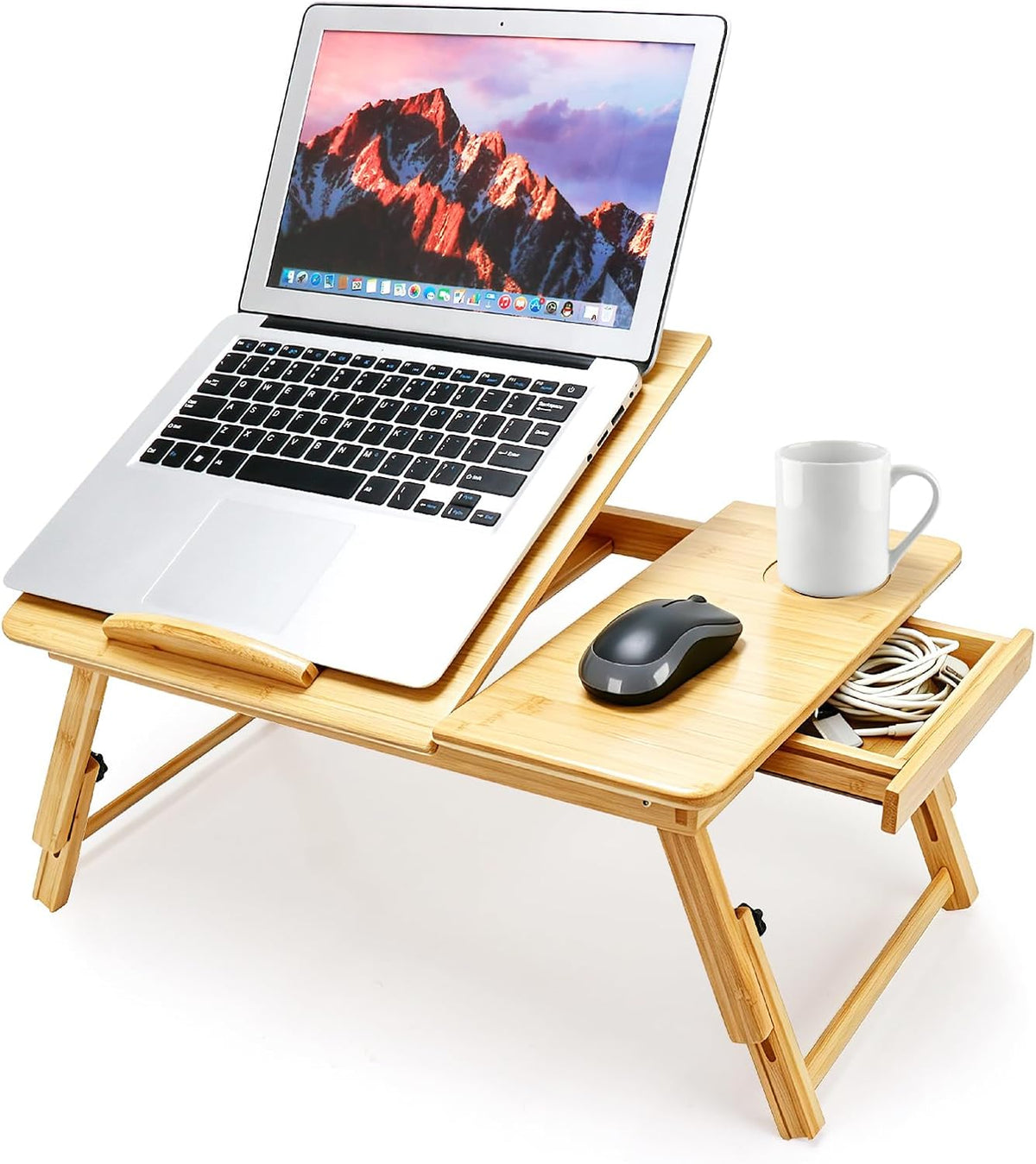 Laptop Desk for Bed, Foldable Bed Tray, Adjustable Angle & Height