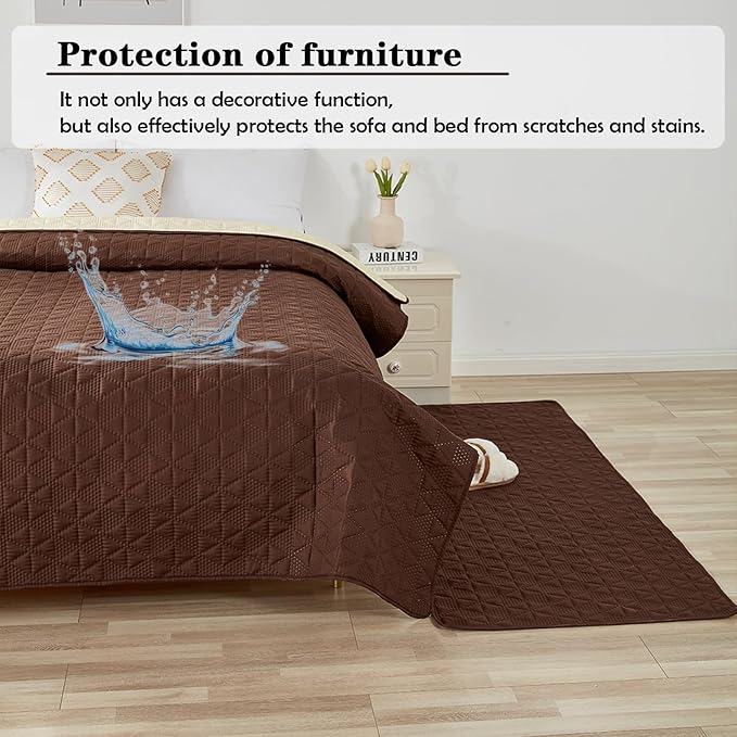 Waterproof Dog Bed Cover Pet Blanket, Soft Pet Couch Covers for Sofa Washable, Bed Couch Sofa Furniture Protector for Puppy Cat Kids (Brown,210 * 305 CM)