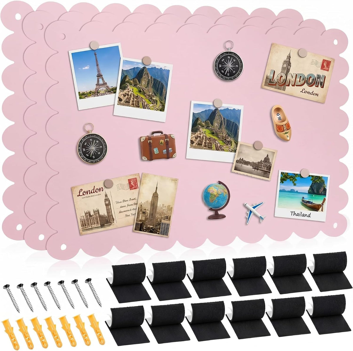 3 Pack Magnetic Board for Wall 16.1 x 13 Magnet Bulletin Board, Pink