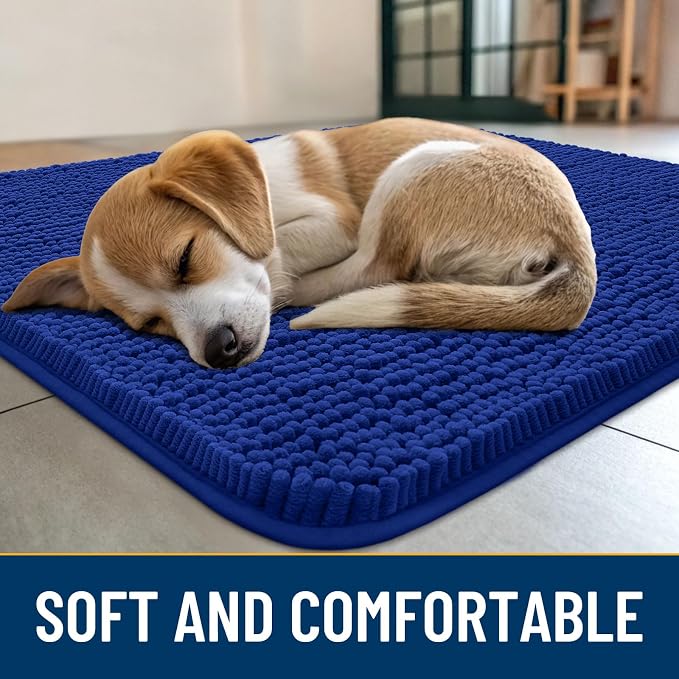 Smiry Dog Door Mat for Muddy Paws 47x24, Absorbent Dirt Trapper, Non-Slip