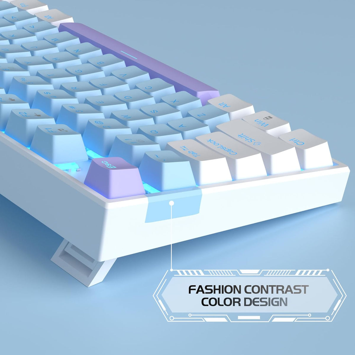 MageGee 75% Mechanical Gaming Keyboard, Blue Switch, LED Blue Backlit, 87 Keys Compact TKL Wired Keyboards for Windows Laptop PC Gamer - Blue/White