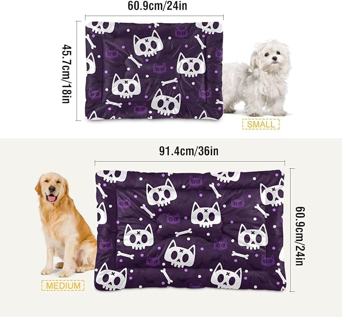 Pet Bed Halloween Cat Skull Dog Bed Mat Absorbing Non Slip Pad Pet Sleeping Mat for Small, Medium, and Large Dogs Puppy Cat 36 in x 24 in
