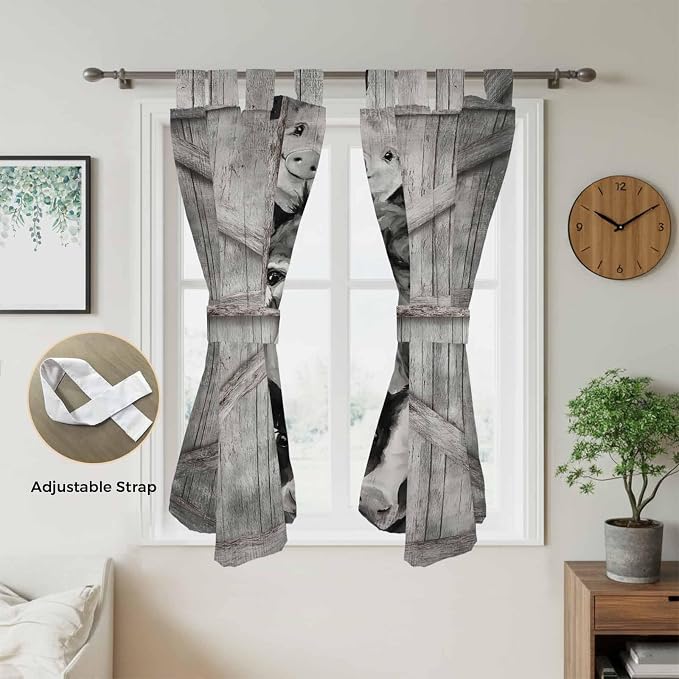 Funny Farm Animals Living Room Curtains 84 Inch Length, Window Curtains Tab Top