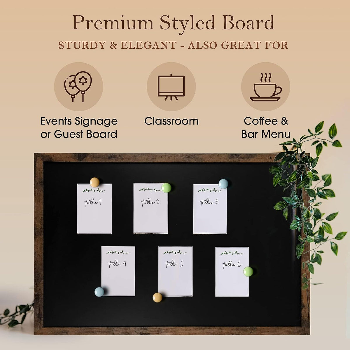 Loddie Doddie Rustic Wood Magnetic Board for Wall, Stain Resistant, 24"x36"