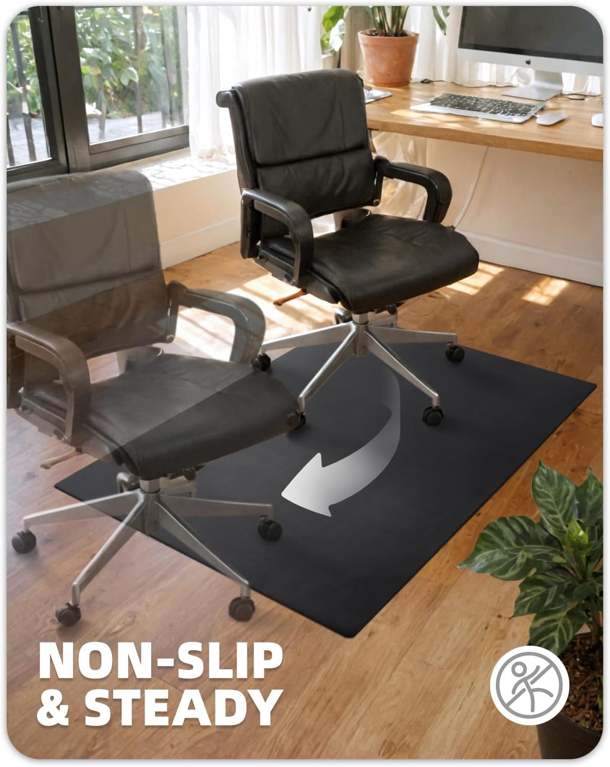 Color&Geometry Anti Scratch Ultra Thin Leather Chair Mat for Hard Floor Protection 36"x47"- Waterproof, Non-Slip, Noise Reduce, Easy Clean Home Office Floor Rug for Under Desk, Black (Rolled Packed)
