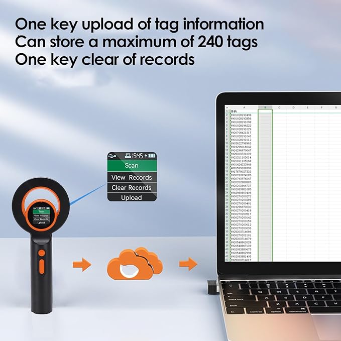 YWBL-WH Pet Chip Reader, EMID FDX B ISO11784 85 Tag Scanner with 2.4G BT USB Connectivity, for Animal Marker Glass Digital Tag Reading