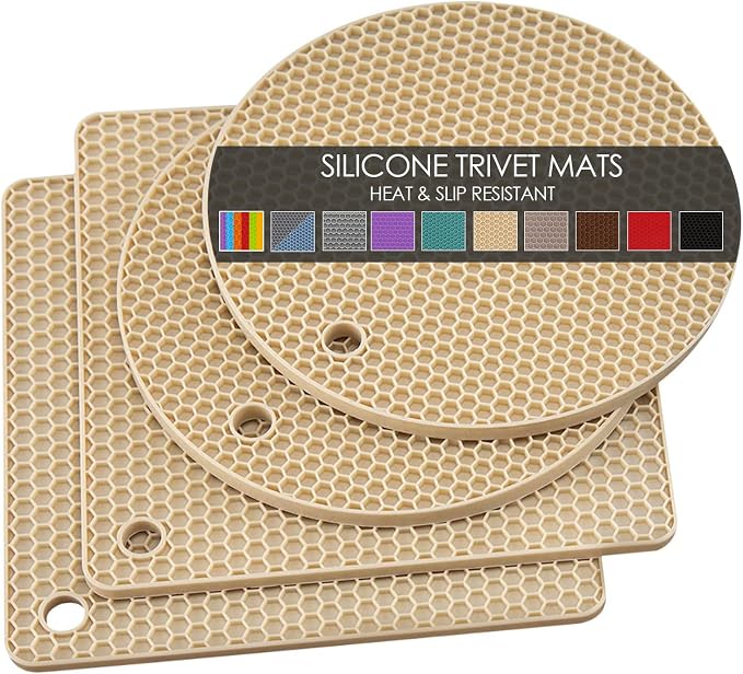 4 Pack Silicone Trivets for Hot Pots and Pans, Pot Holders Hot Pads, Non-Slip &