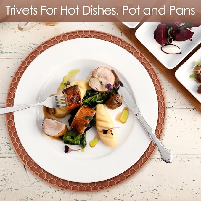 Silicone Trivets for Hot Dishs, 7 Inch & 9 Inch Heat Resistant Silicone Hot
