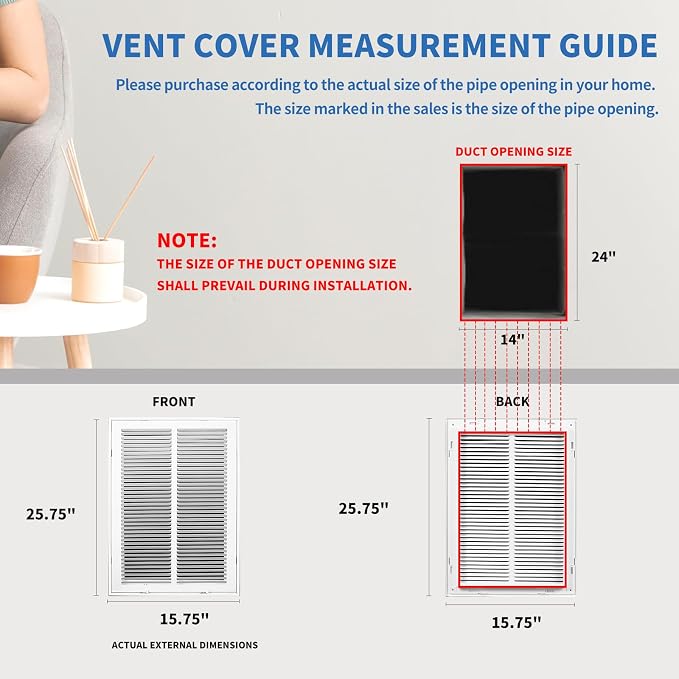 14 x 24 Return Air Grille, Return Air Vent Cover