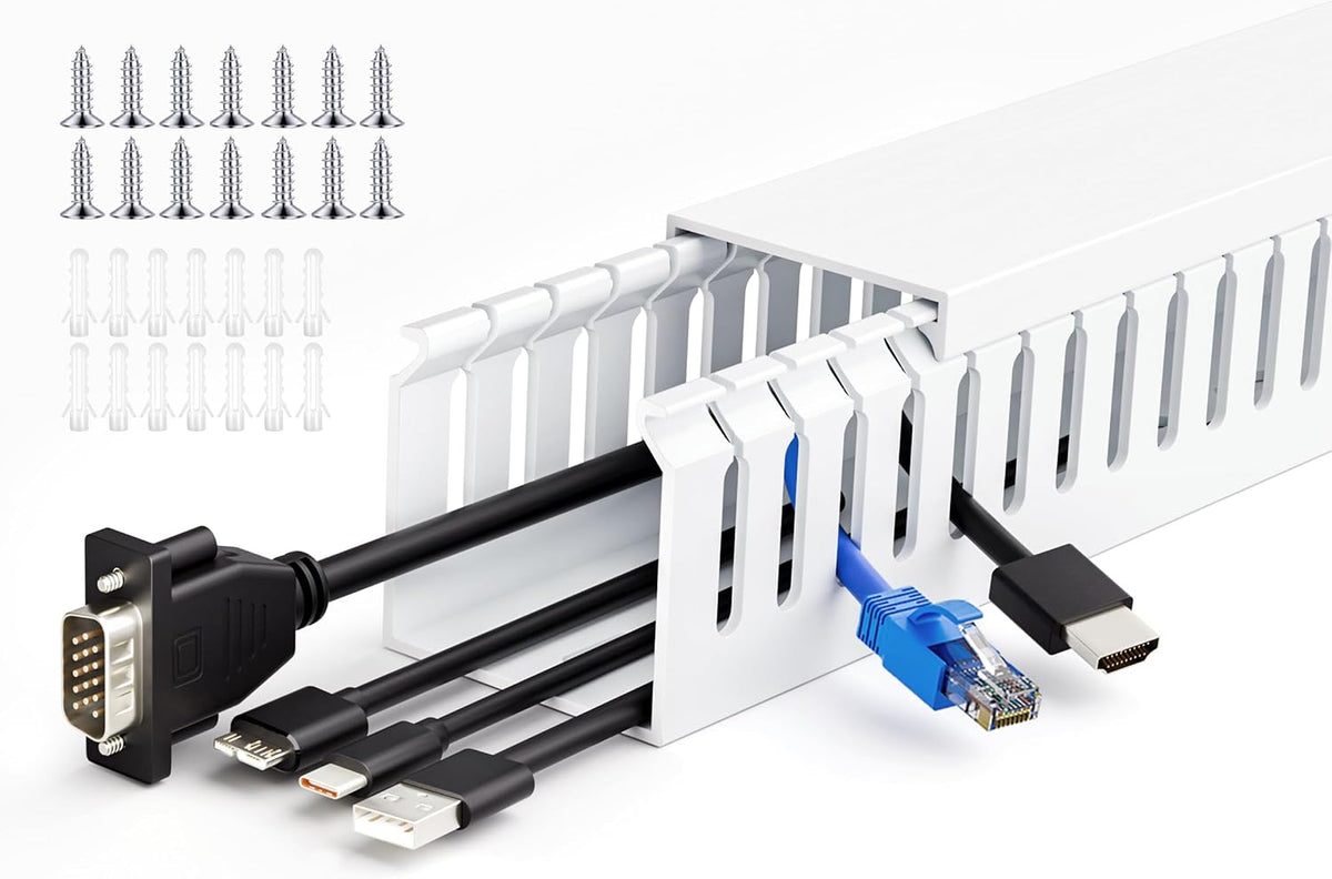 ZhiYo 2"H x 2"W Cable Raceway, 6ft Under Desk Wire Management Channel White