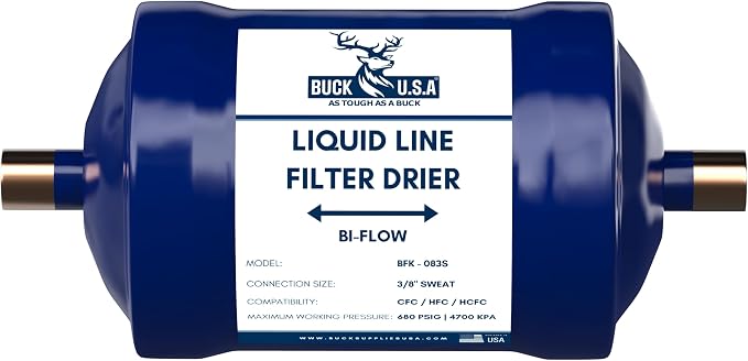 Buck Bi-Flow Refrigerant Liquid Line Filter Drier 3/8" ODF Sweat BFK-083S