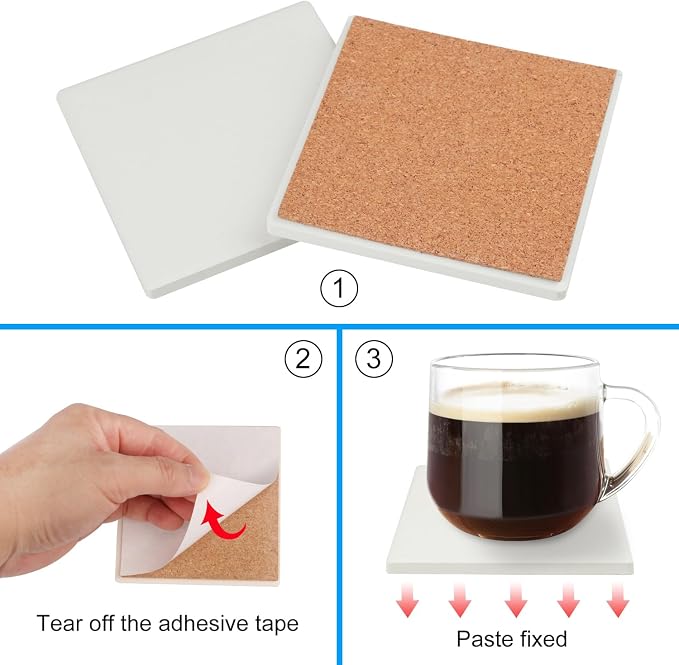 40 Pieces 4 Inch Blank Ceramic Coasters, Unglazed Ceramic Tiles Coasters