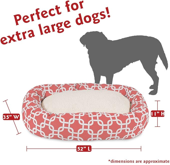 52 Inch Coral Links Sherpa Bagel Dog Bed