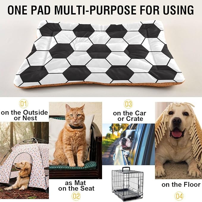 Pet Bed Soccer Football Dog Bed Mat Absorbing Non Slip Pad Pet Sleeping Mat for Small, Medium, and Large Dogs Puppy Cat 36 in x 24 in