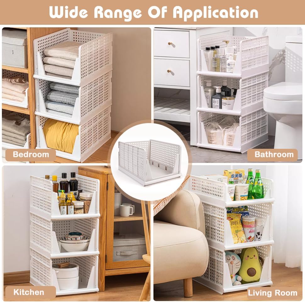 yazi 5XL Stackable Plastic Closet Storage Baskets