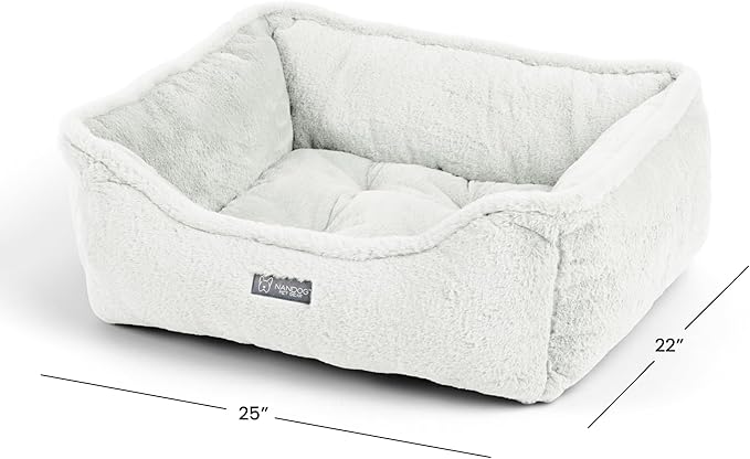 NANDOG Cloud Prive Collection Washable Cat and Dog Bed for Small to Medium Breeds – Made of Ultra Soft Micro Plush Fabric – Reversible Design with Double-Stitched Seams (Ivory White, Medium 25”)