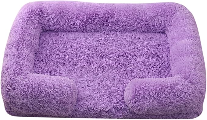 Dog Beds Large Sized dog Orthopedic, Sofa Dog Bed with Waterproof Lining and Nonskid Bottom, Rectangle Washable Dog Bed for Medium Small Dogs and Cats Comfortable ( Color : Purple , Size : 43 x 27" )