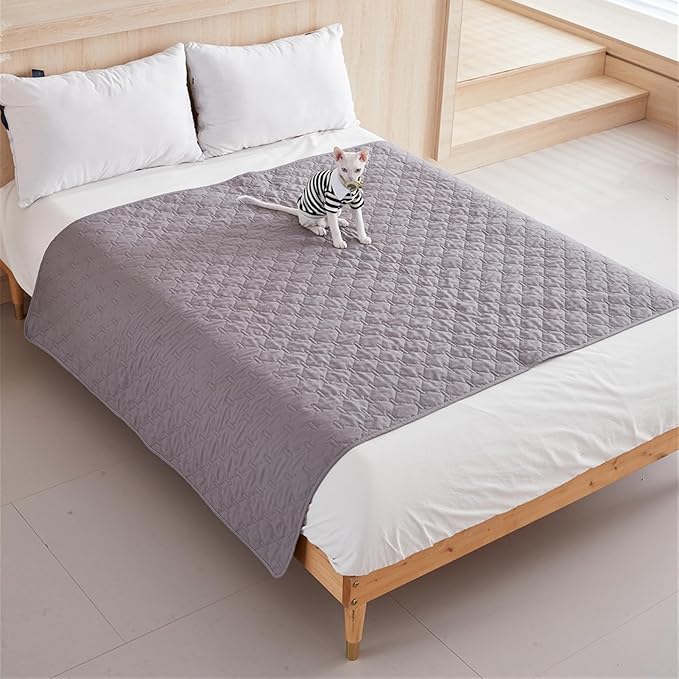 GIBZ Waterproof Dog Bed Blanket Cover Anti Slip Pet Furniture Protector Washable Large Washable Quilted Mat for Indoor, Khaki, 200x200cm